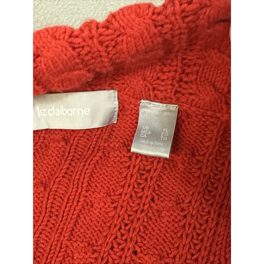 Vintage 90s Cable Knit Zip Up Cardigan Sweater XL Pockets Y2K Full Zip Preppy‎ - Picture 8 of 16